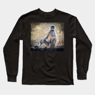 Grey Langur Monkey Long Sleeve T-Shirt